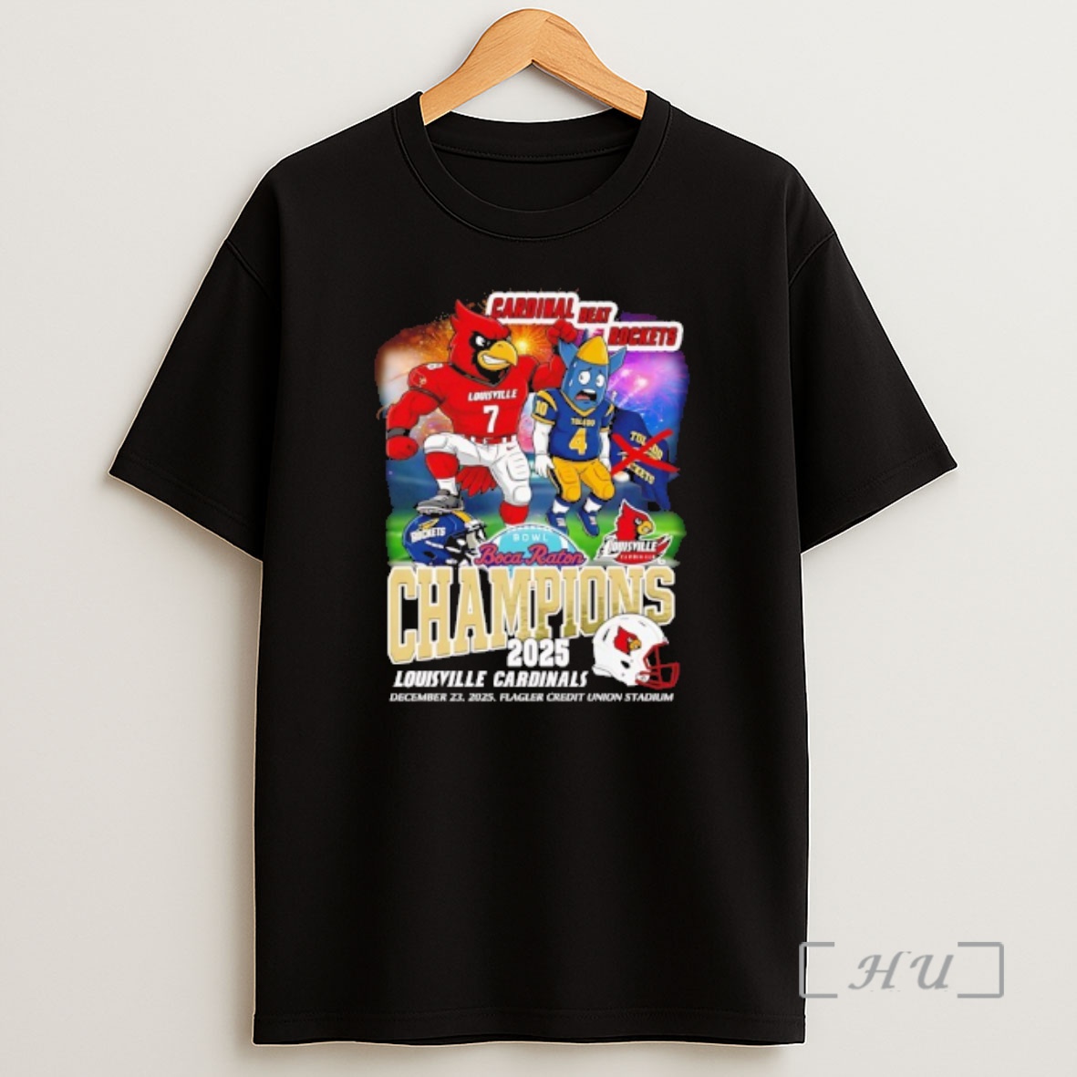 Officials Louisville Cardinals Beat Rockets 2025 Boca Raton Bowl Champions Mascot Shirt Sweatshirt Tee