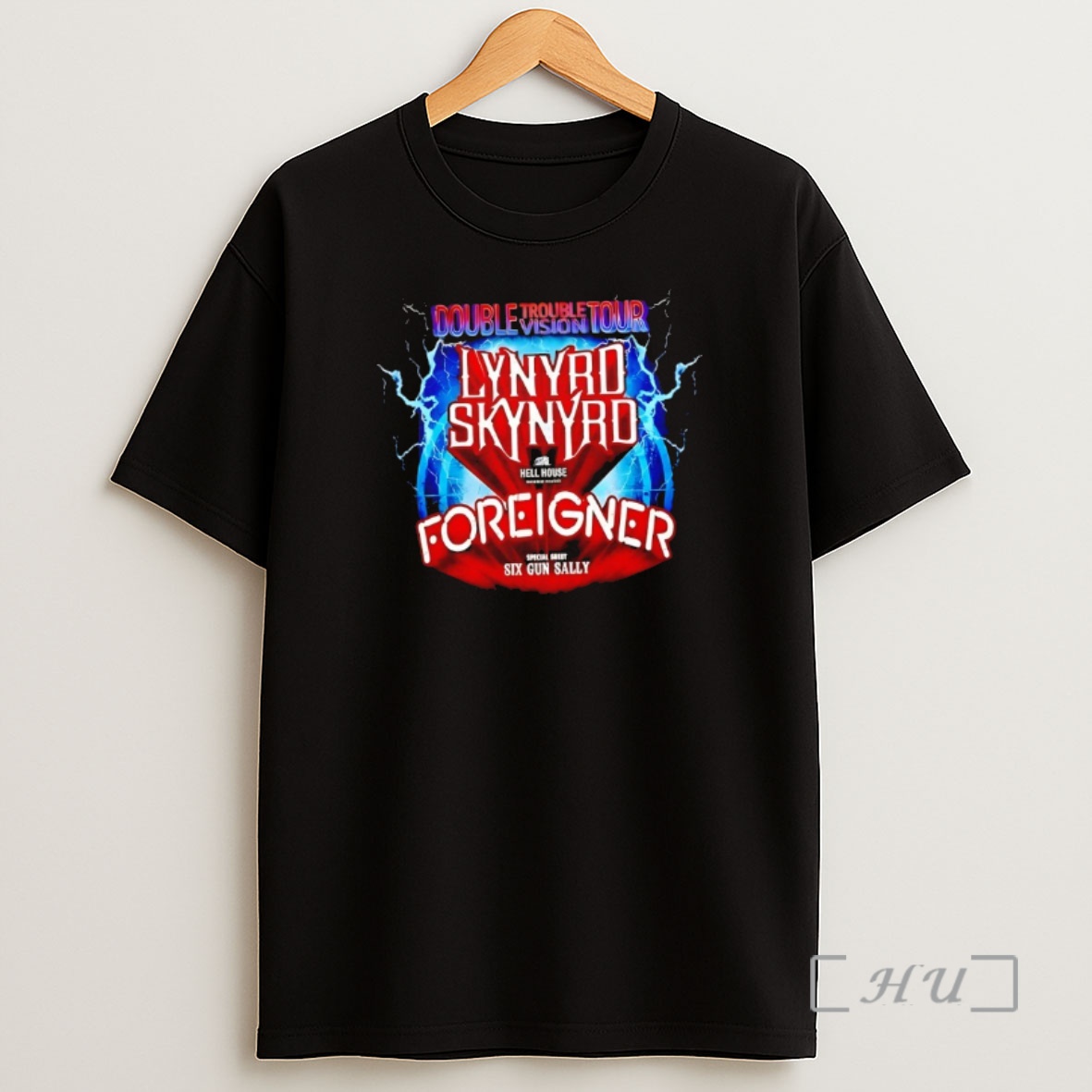 Officials Lynyrd Skynyrd Foreigner Double Trouble Vision Tour Hell House Six Gun Sally Shirt Sweatshirt Tee