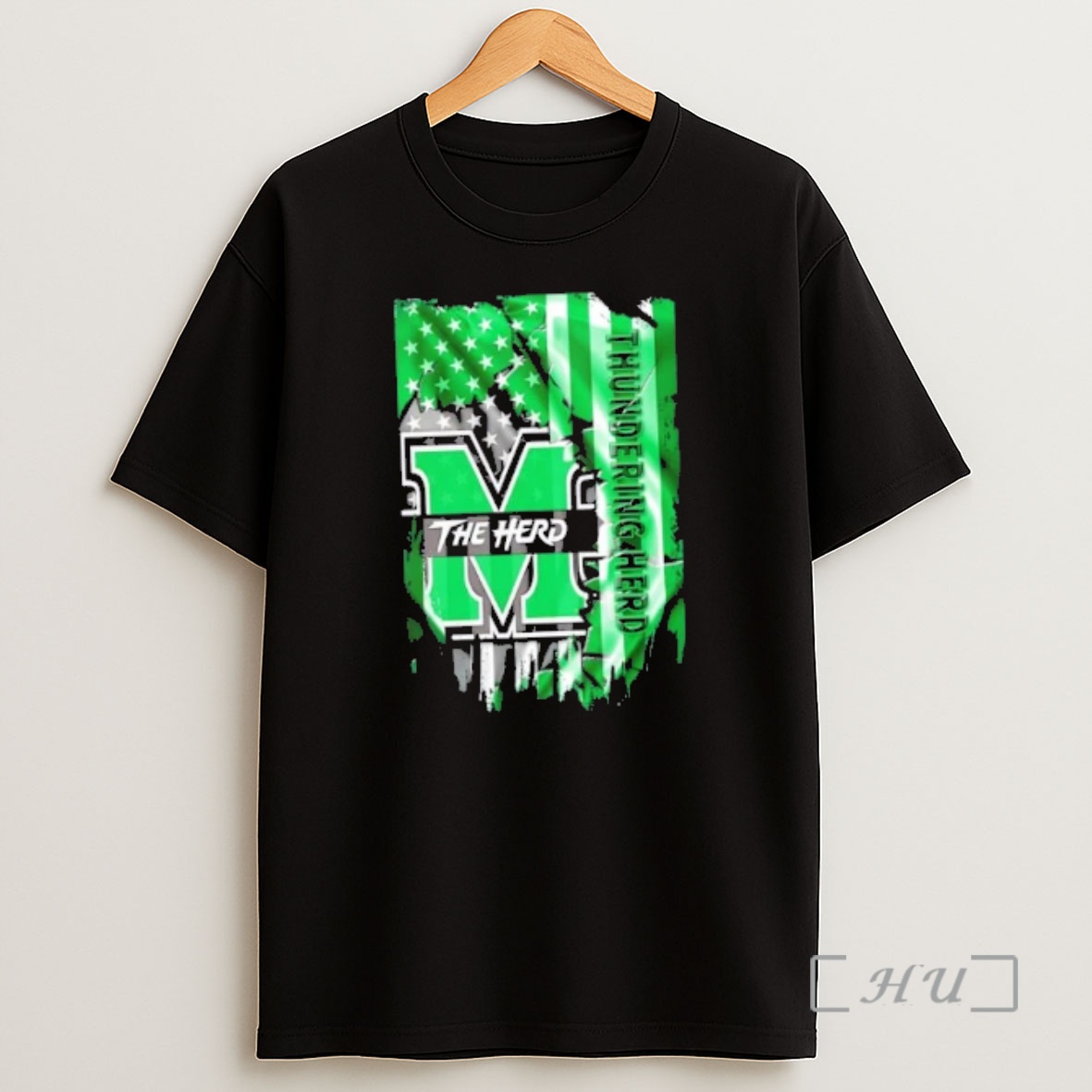 Officials Marshall Thundering Herd Football X American Flag Shirt Sweatshirt Tee