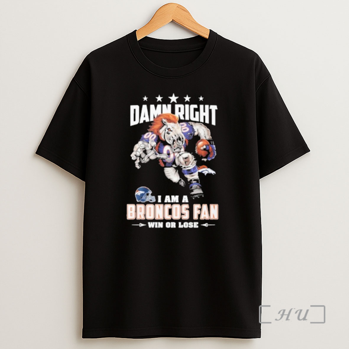 Officials Mascot Damn Right I Am A Broncos Fan Win Or Lose Shirt Sweatshirt Tee