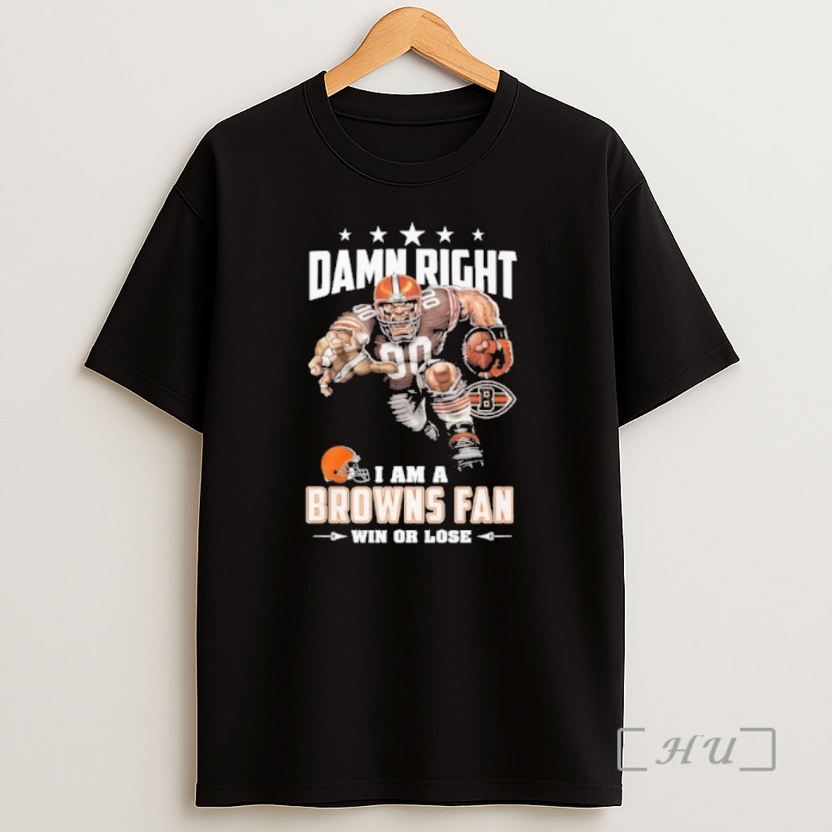 Officials Mascot Damn Right I Am A Browns Fan Win Or Lose Shirt Sweatshirt Tee