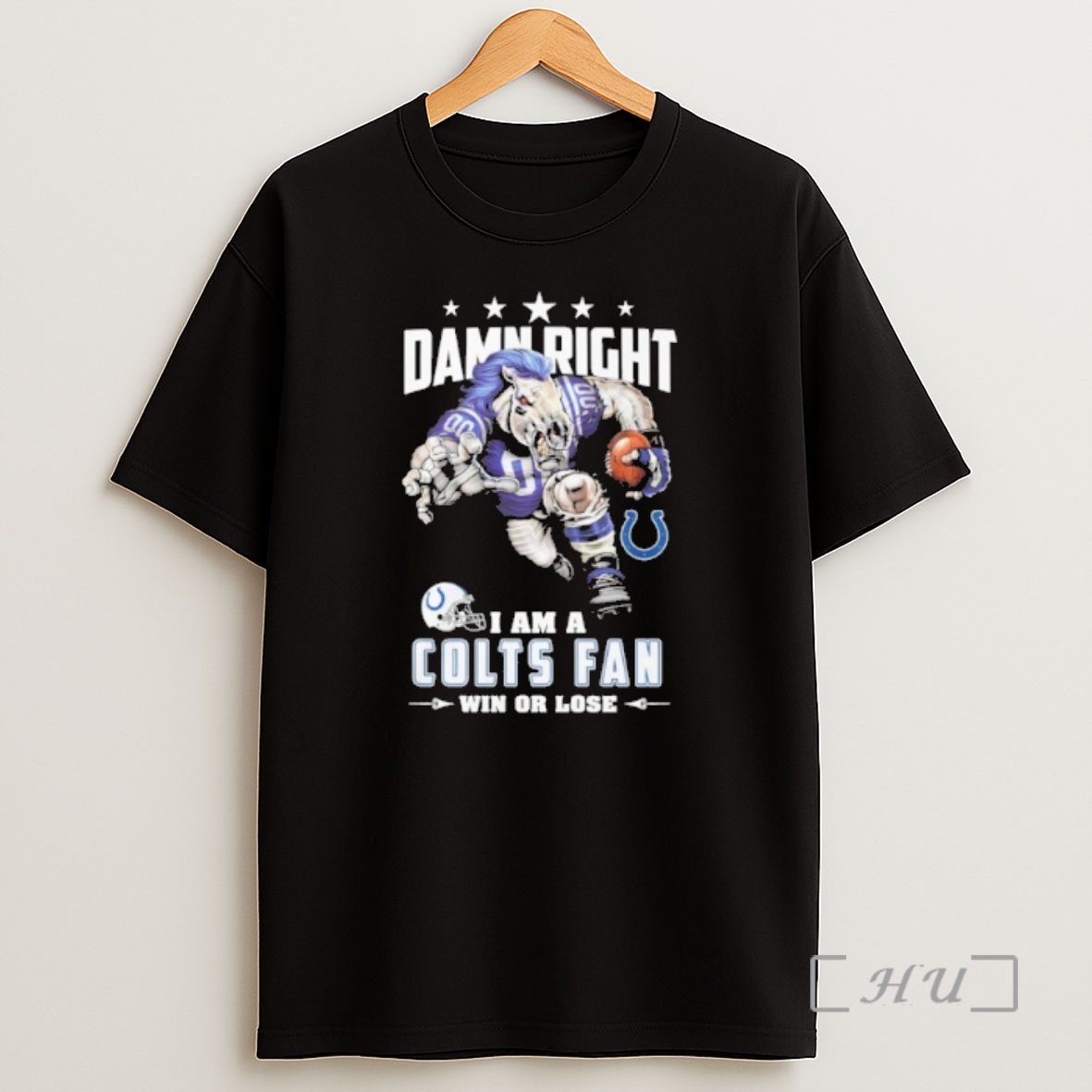 Officials Mascot Damn Right I Am A Colts Fan Win Or Lose Shirt Sweatshirt Tee