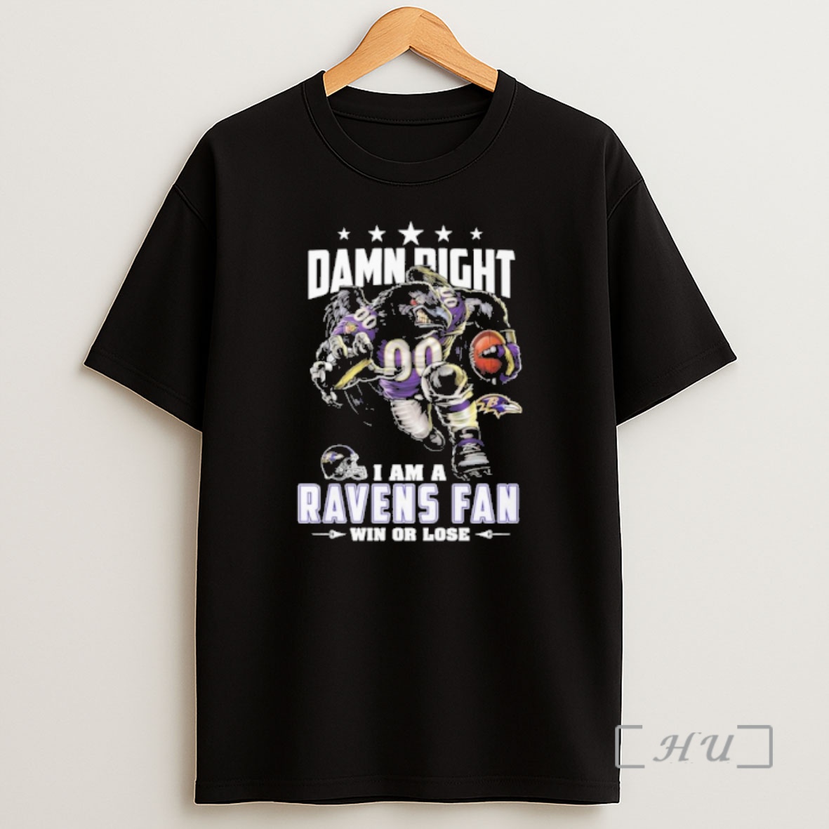 Officials Mascot Damn Right I Am A Ravens Fan Win Or Lose Shirt Sweatshirt Tee