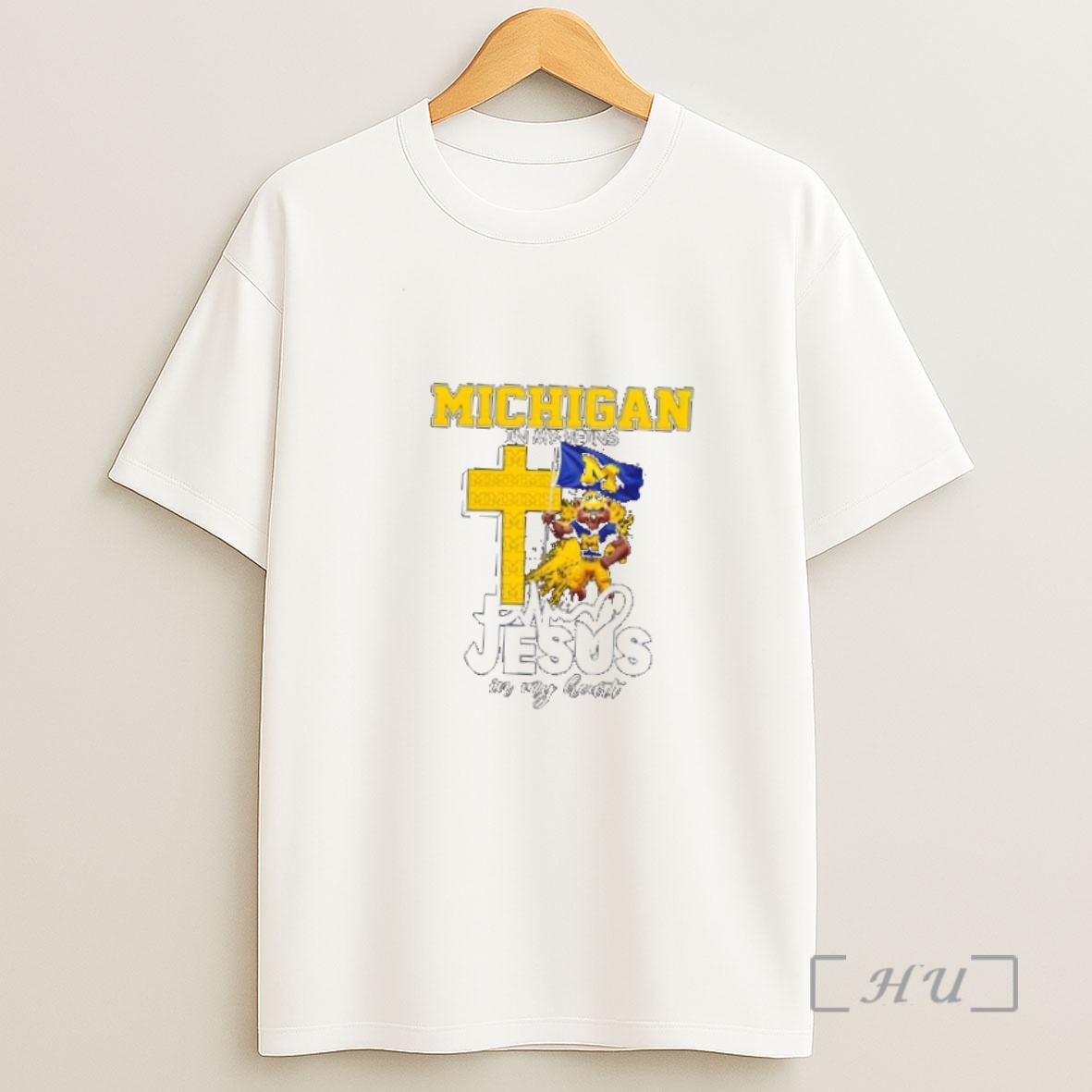Officials Mascot Hold Flag Michigan Wolverines In My Veins Jesus In My Heart Shirt Sweatshirt Tee