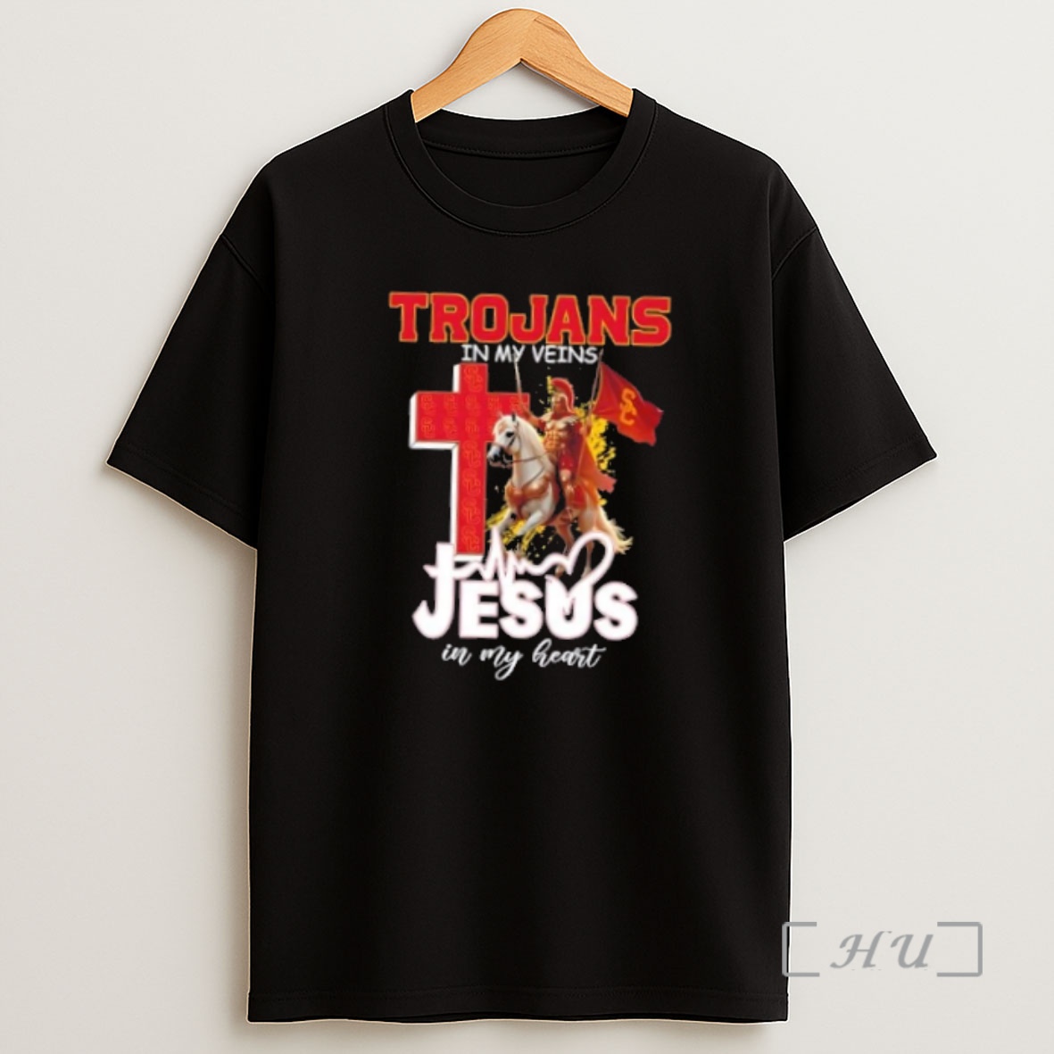 Officials Mascot Hold Flag Usc Trojans In My Veins Jesus In My Heart Shirt Sweatshirt Tee