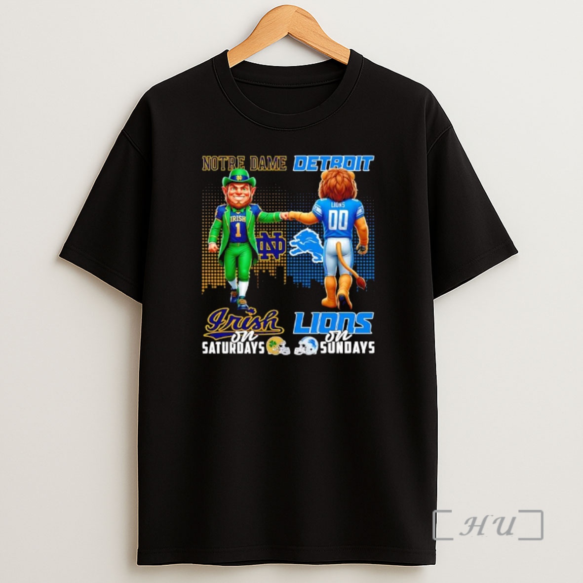 Officials Mascot Of Notre Dame Irish On Saturdays And Detroit Lions On Sundays Shirt Sweatshirt Tee