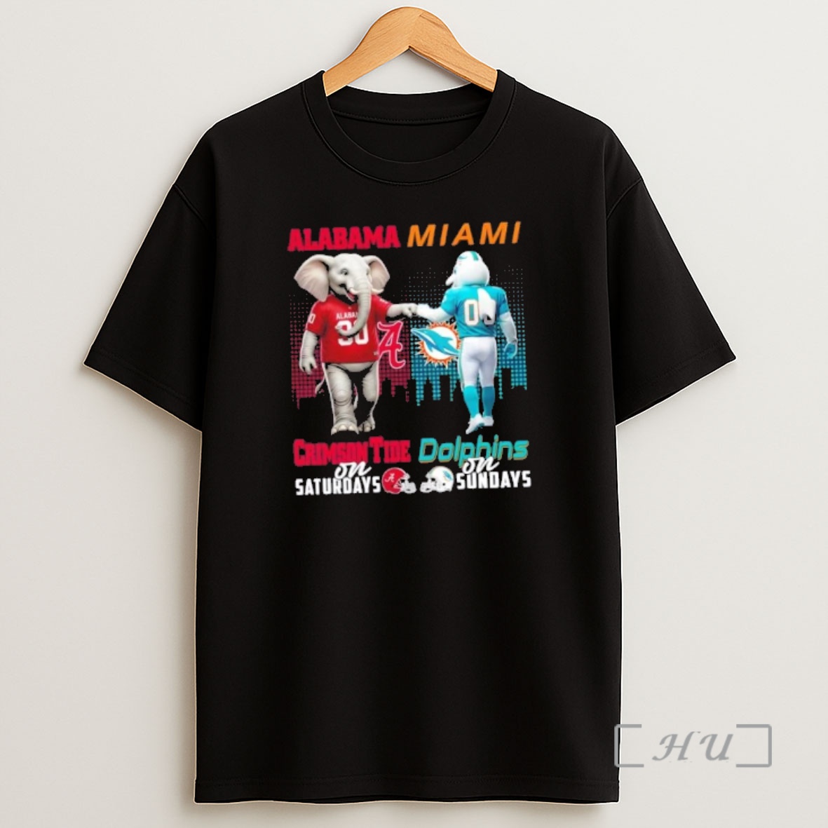Officials Mascots Alabama Crimson Tide On Saturdays X Miami Dolphins On Sundays Skyline Shirt Sweatshirt Tee