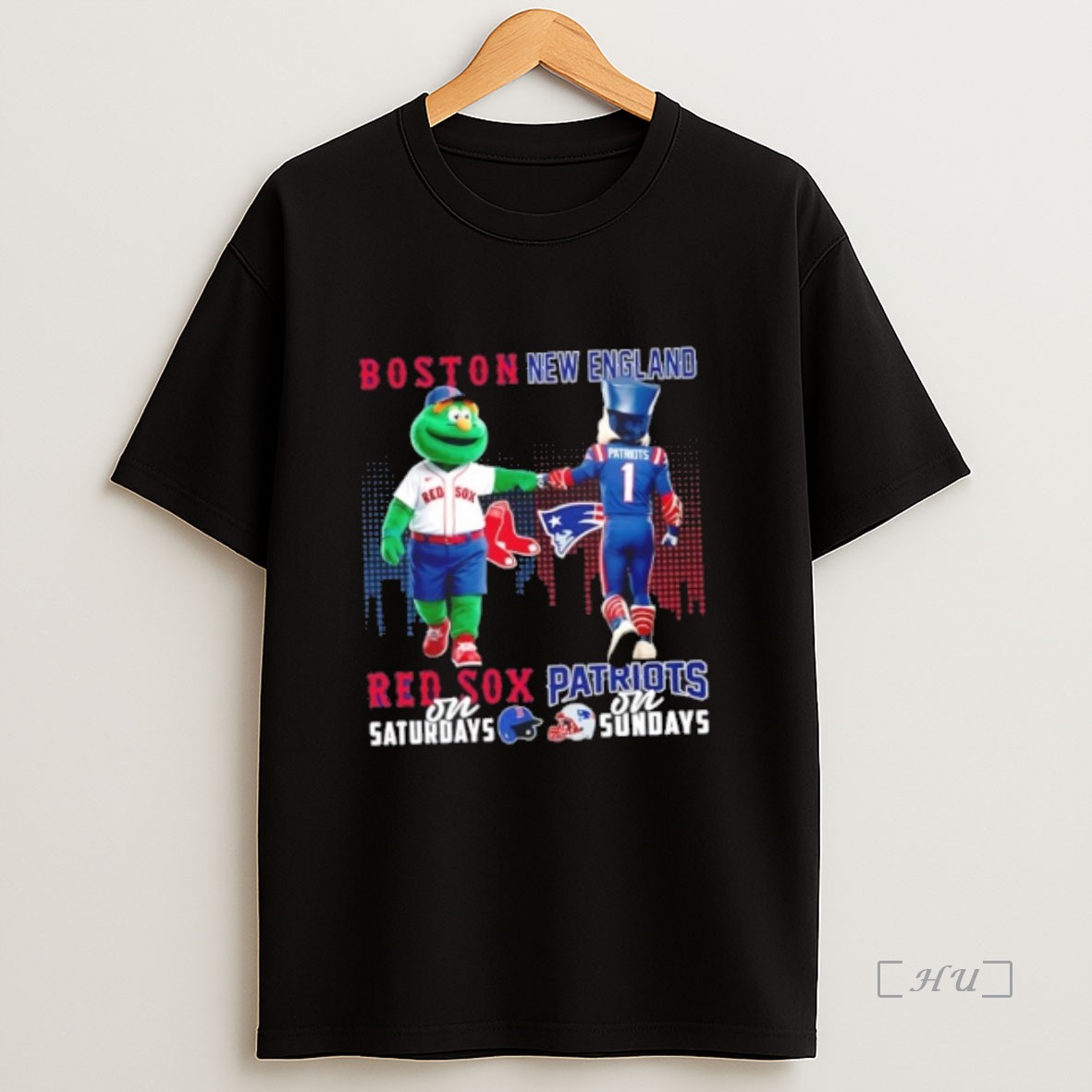 Officials Mascots Boston Red Sox On Saturdays X New England Patriots On Sundays Skyline Premium Shirt Sweatshirt Tee