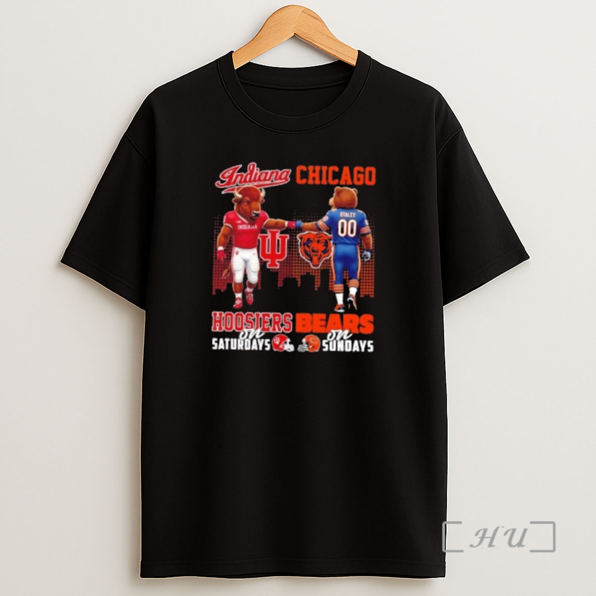 Officials Mascots Indiana Hoosiers On Saturdays X Chicago Bears On Sundays Skyline Shirt Sweatshirt Tee