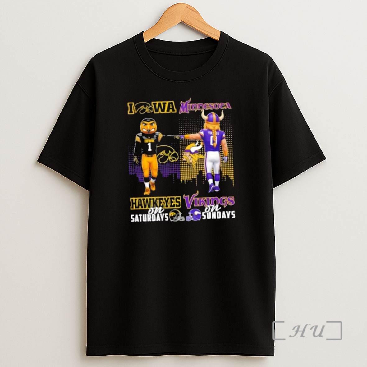 Officials Mascots Iowa Hawkeyes On Saturdays Vs Minnesota Vikings On Sundays Skyline Premium Shirt Sweatshirt Tee