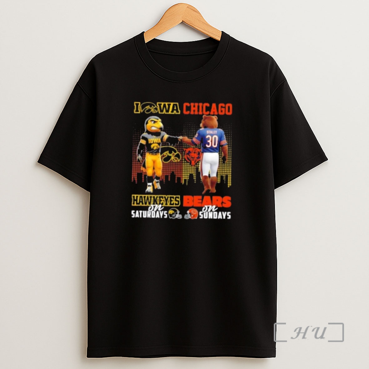 Officials Mascots Iowa Hawkeyes On Saturdays X Chicago Bears On Sundays Skyline Shirt Sweatshirt Tee