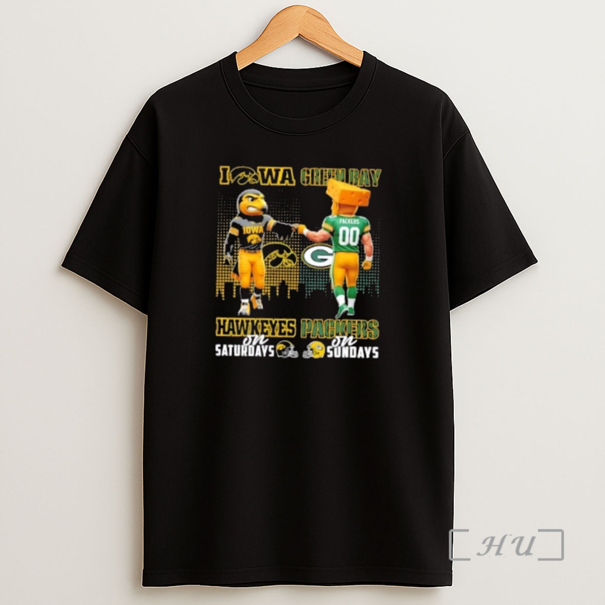 Officials Mascots Iowa Hawkeyes On Saturdays X Green Bay Packers On Sundays Skyline Shirt Sweatshirt Tee
