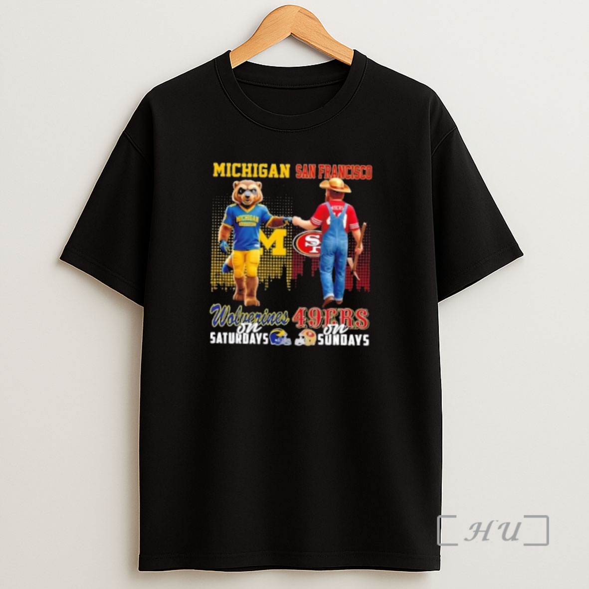 Officials Mascots Michigan Wolverines On Saturdays X San Francisco 49ers On Sundays Skyline Shirt Sweatshirt Tee