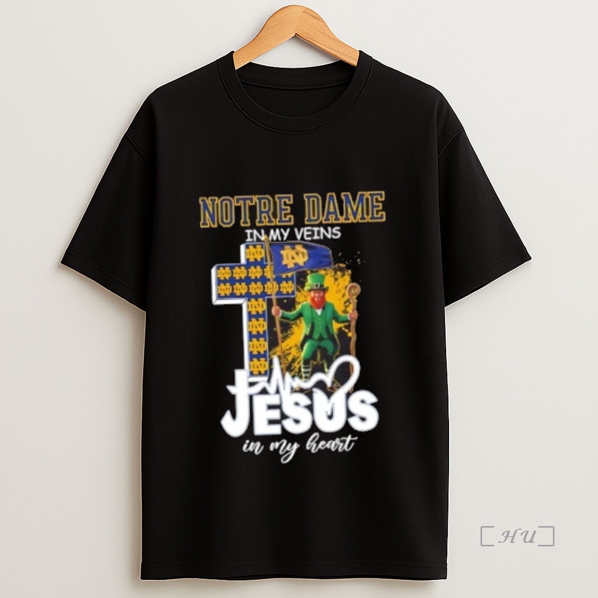 Officials Mascots Notre Dame Fighting Irish Flag In My Veins Jesus In My Heart Premium Shirt Sweatshirt Tee