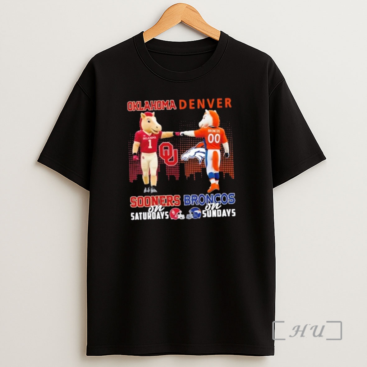 Officials Mascots Oklahoma Sooners On Saturdays X Denver Broncos On Sundays Skyline Shirt Sweatshirt Tee