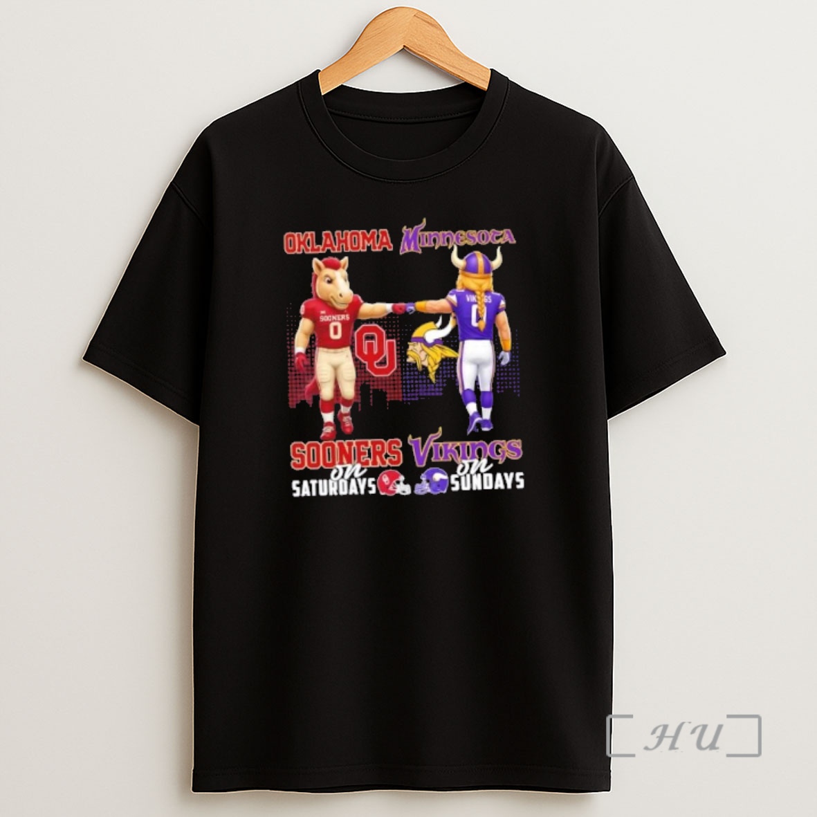 Officials Mascots Oklahoma Sooners On Saturdays X Minnesota Vikings On Sundays Skyline Shirt Sweatshirt Tee