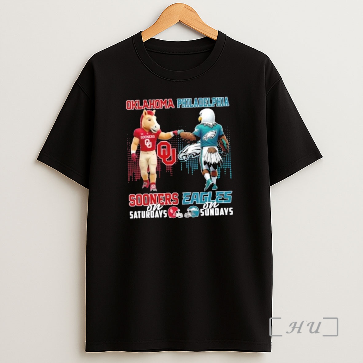 Officials Mascots Oklahoma Sooners On Saturdays X Philadelphia Eagles On Sundays Skyline Shirt Sweatshirt Tee