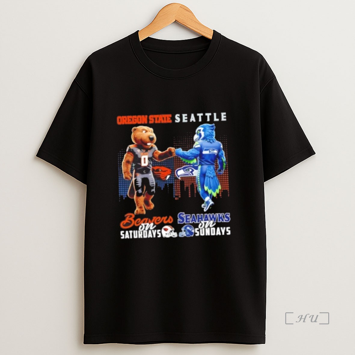 Officials Mascots Oregon State Beavers On Saturdays X Seattle Seahawks On Sundays Skyline Premium Shirt Sweatshirt Tee