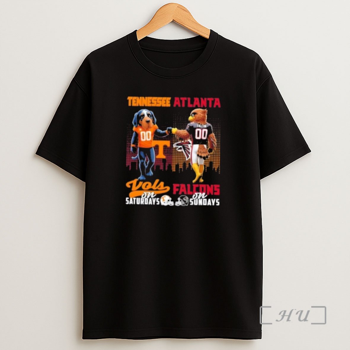 Officials Mascots Tennessee Volunteers On Saturdays X Atlanta Falcons On Sundays Skyline Shirt Sweatshirt Tee