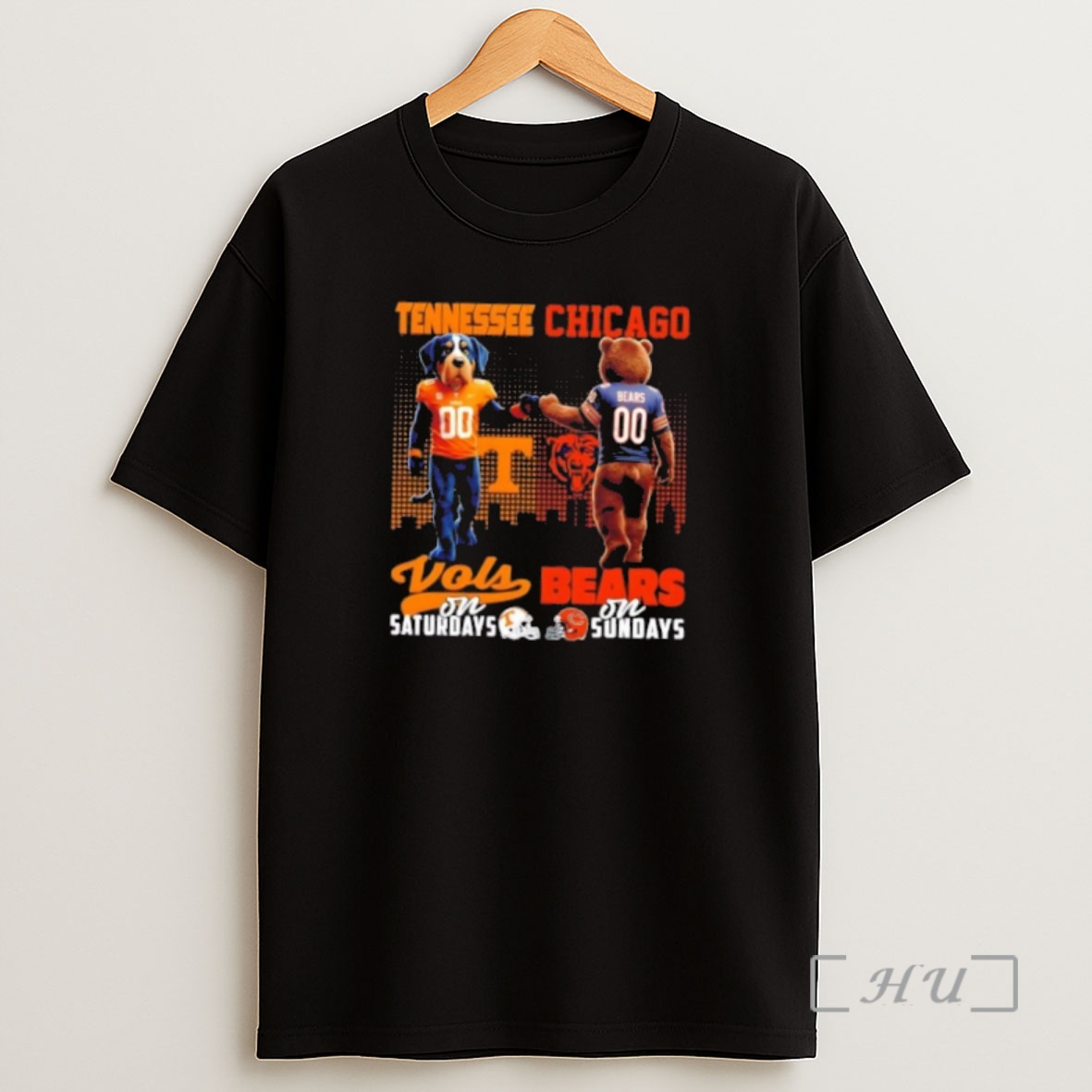 Officials Mascots Tennessee Volunteers On Saturdays X Chicago Bears On Sundays Skyline Shirt Sweatshirt Tee