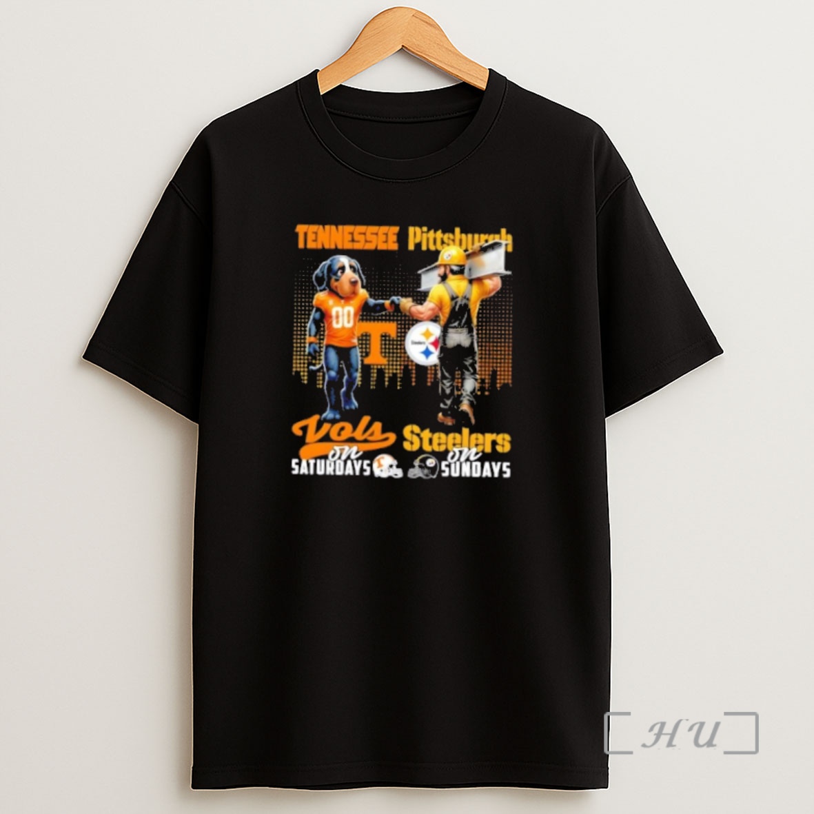 Officials Mascots Tennessee Volunteers On Saturdays X Pittsburgh Steelers On Sundays Skyline Shirt Sweatshirt Tee