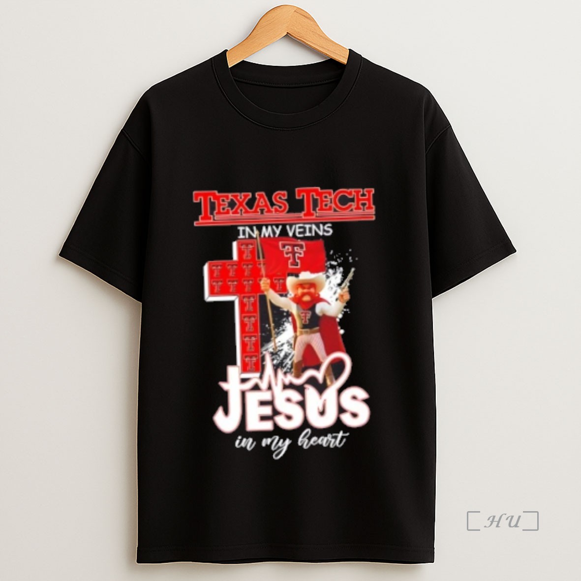 Officials Mascots Texas Tech Red Raiders Flag In My Veins Jesus In My Heart Premium Shirt Sweatshirt Tee
