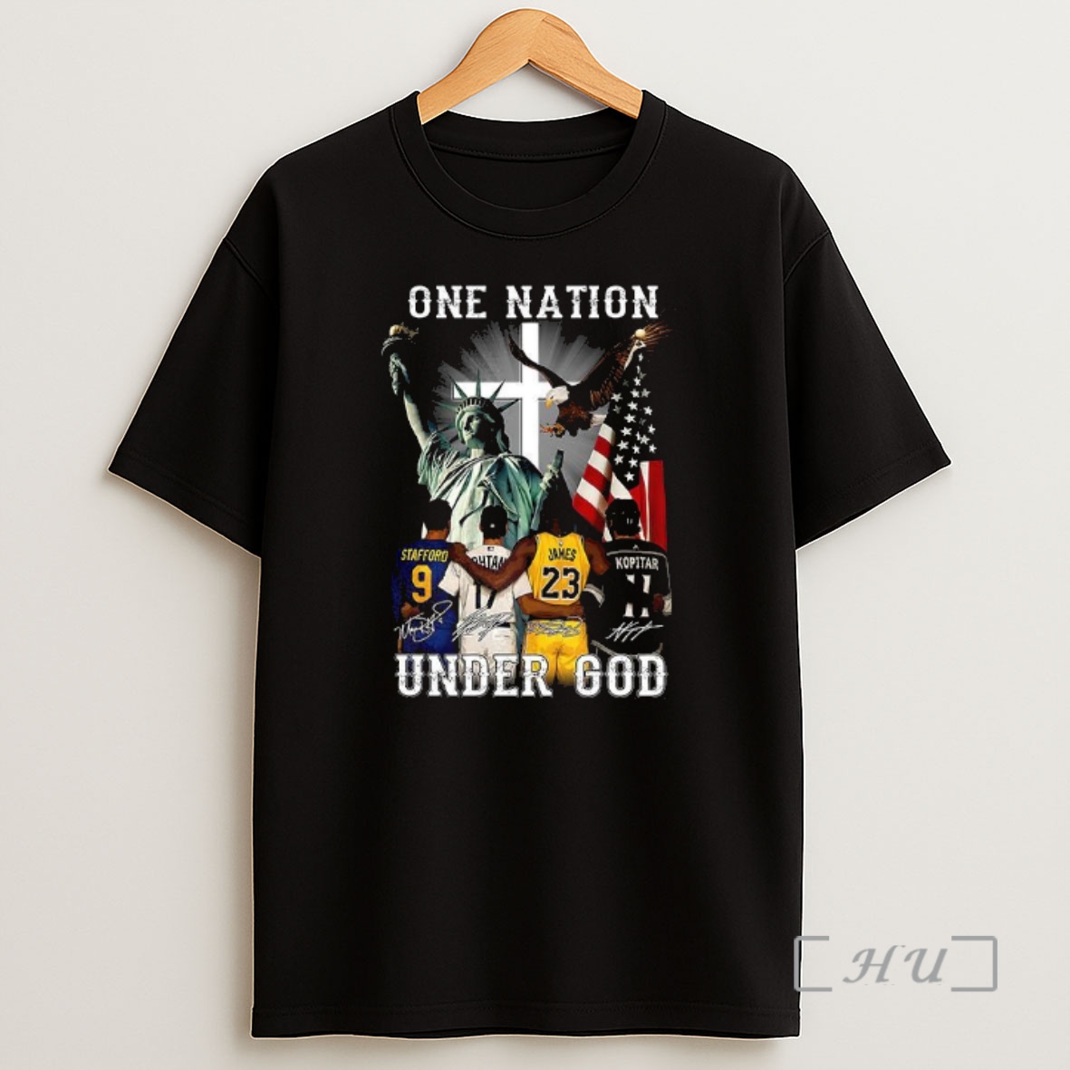 Officials Matthew Stafford Lebron James Shohei Ohtani Lebron James And Kopitar One Nation Under God Signature Shirt Sweatshirt Tee