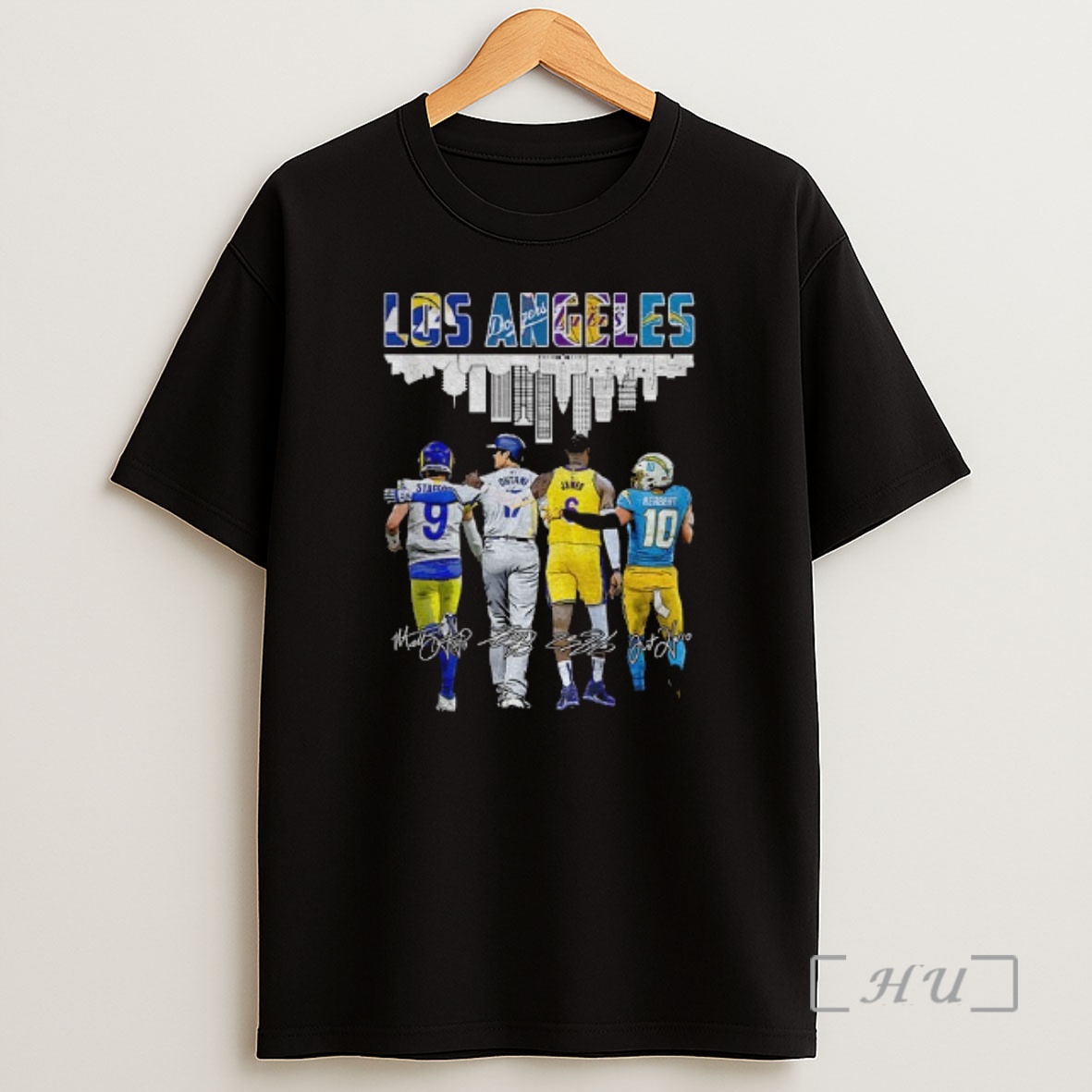Officials Matthew Stafford Shohei Ohtani Lebron James Justin Herbert Los Angeles Rams Dodgers Lakers Chargers Signatures Shirt Sweatshirt Tee