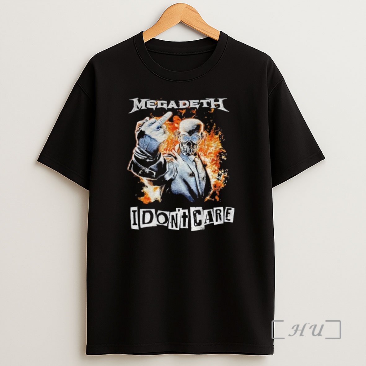Officials Megadeth Middle Finger Vic Rattlehead I Dont Care Shirt Sweatshirt Tee