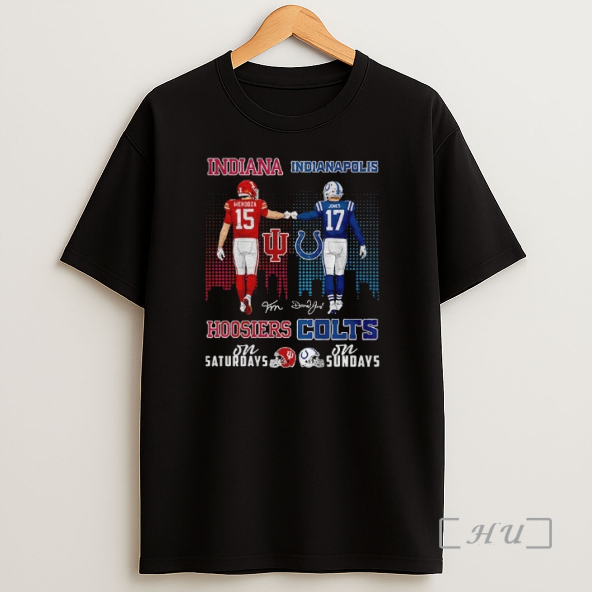 Officials Mendoza Indiana Hoosiers On Saturdays And Jones Indianapolis Colts On Sundays Signature Shirt Sweatshirt Tee