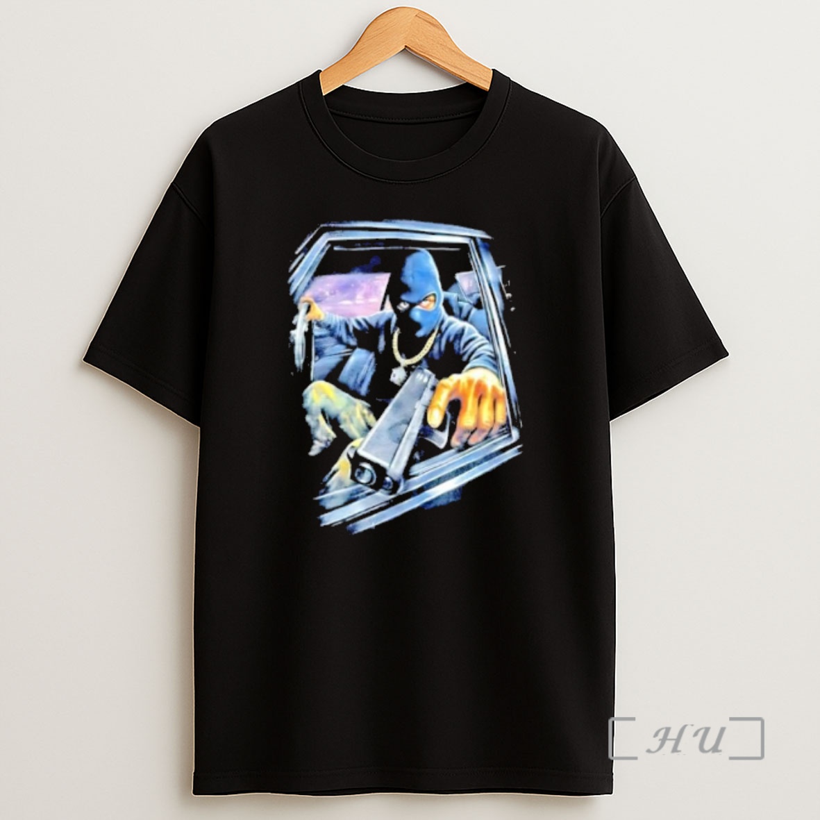 Officials Mens Mask Balaclava Pistol With Car Premium Shirt Sweatshirt Tee