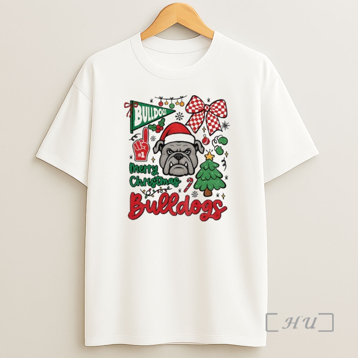 Officials Merry Christmas Georgia Bulldogs Game Day Mascot Festive Checkerboard Bow Premium Shirt Sweatshirt Tee