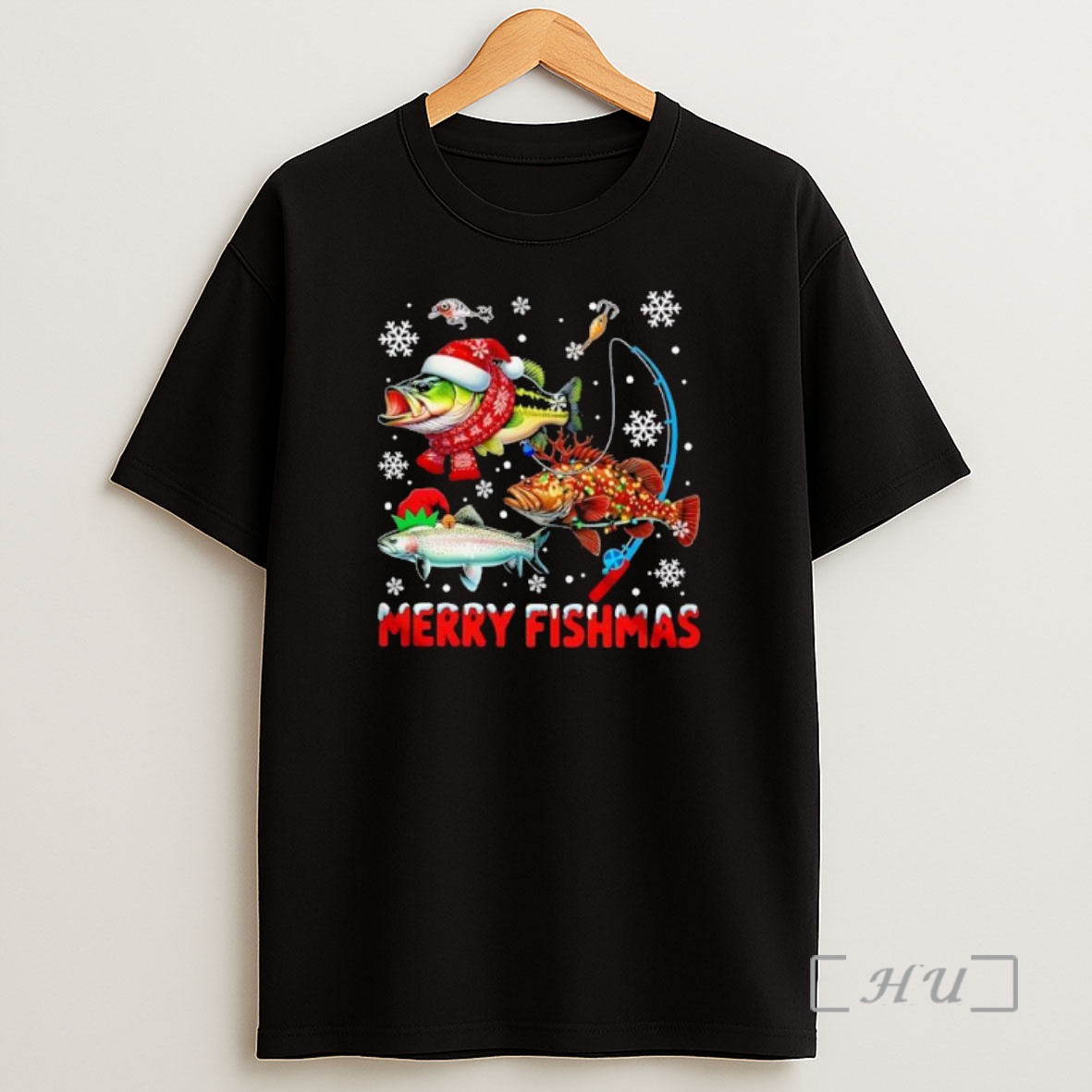 Officials Merry Fishmas Awesome Christmas Lights Three Fish Premium Shirt Sweatshirt Tee
