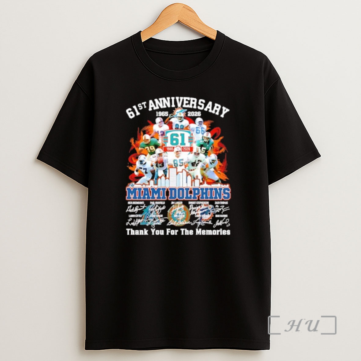 Officials Miami Dolphins 61st Anniversary 1965 2026 Thank You For The Memories Signatures Shirt Sweatshirt Tee