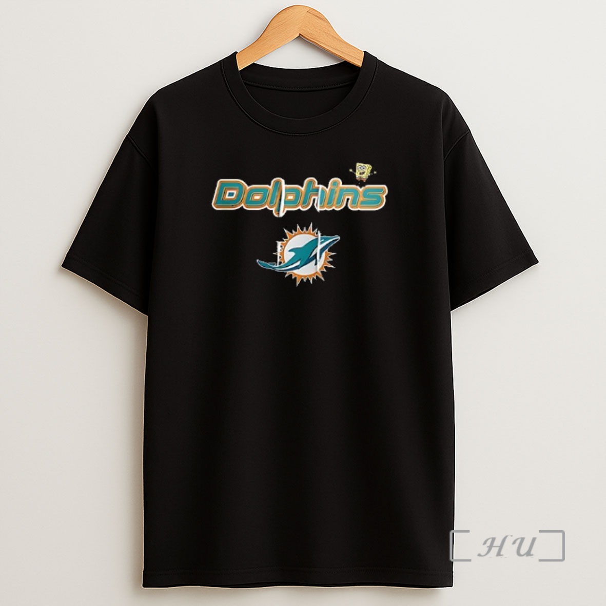 Officials Miami Dolphins X Squarepants Movie Cartoon Double Sided Graphic Shirt Sweatshirt Tee