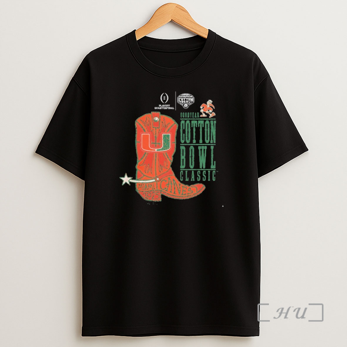 Officials Miami Hurricanes 2025 Goodyear Cotton Bowl Classic Miami Boot Shirt Sweatshirt Tee
