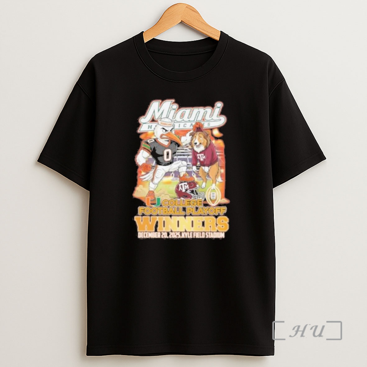 Officials Miami Hurricanes Mascot Beat Texas Am Cfp First Round Winners Shirt Sweatshirt Tee