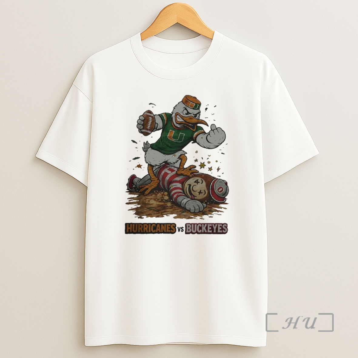 Officials Miami Hurricanes Beat Ohio State Buckeyes Ncaa Cfp Football Artwork Mascots Fight Retro Shirt Sweatshirt Tee