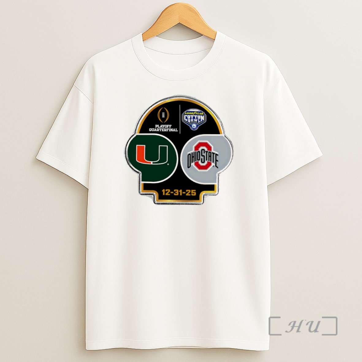 Officials Miami Hurricanes Vs Ohio State Buckeyes 2025 Cfp Goodyear Cotton Bowl Logo Circle Shirt Sweatshirt Tee