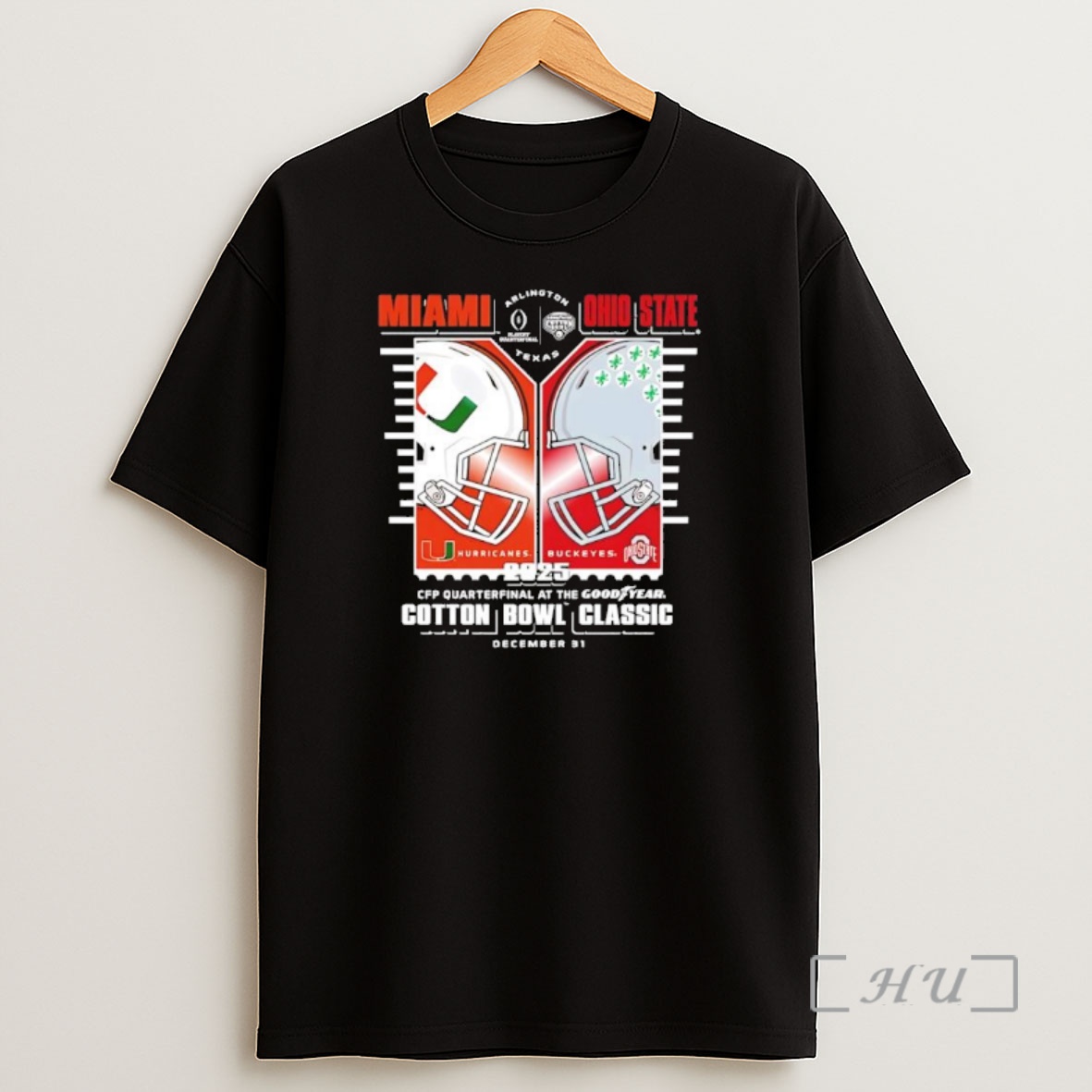 Officials Miami Hurricanes Vs Ohio State Buckeyes 2025 Cotton Bowl Helmet Matchup Shirt Sweatshirt Tee