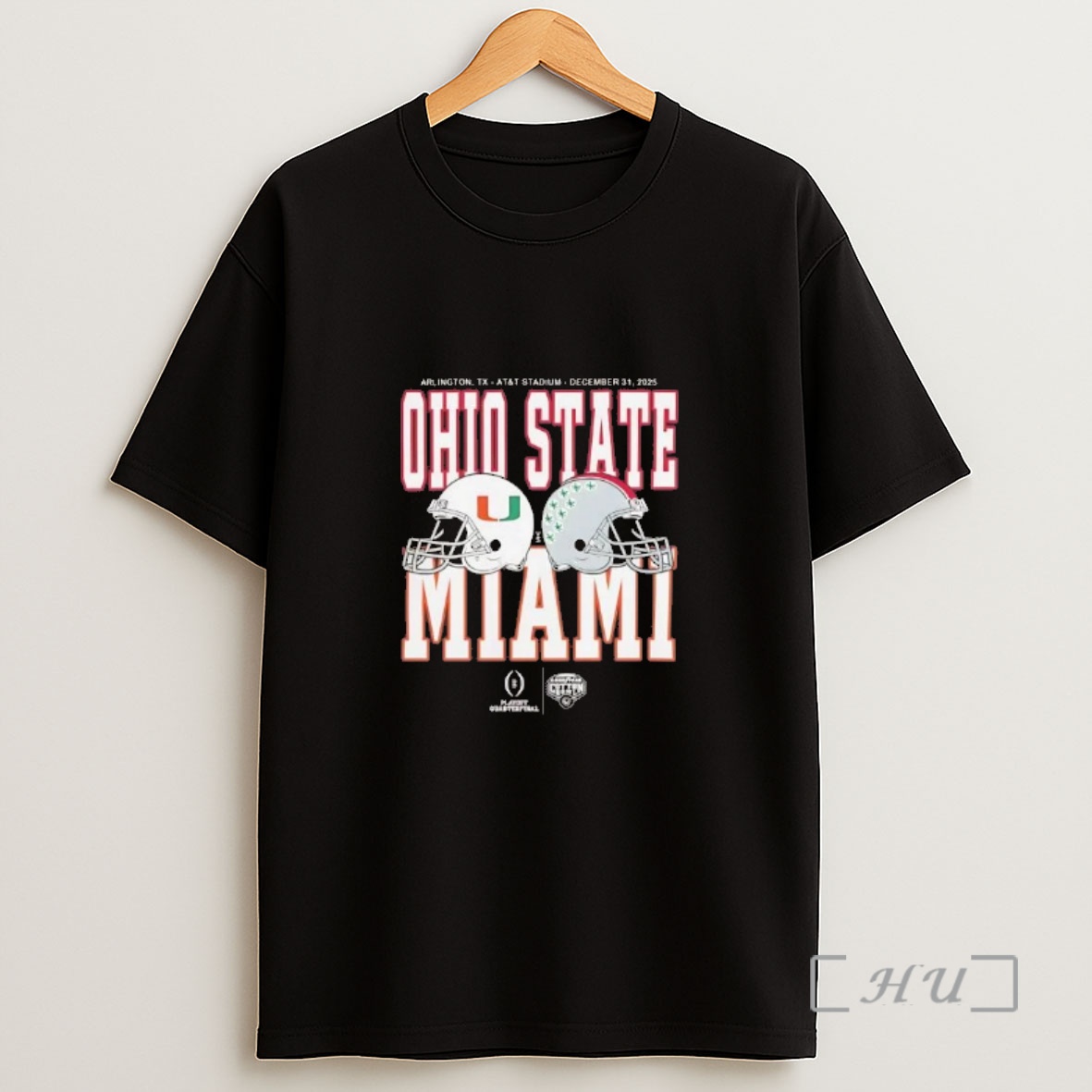 Officials Miami Hurricanes Vs Ohio State Buckeyes Cotton Bowl Classic 2025 Helmet Matchup Shirt Sweatshirt Tee