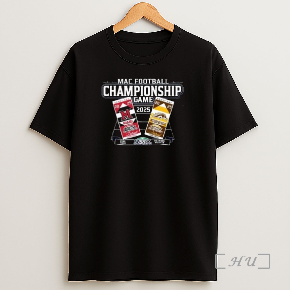 Officials Miami Redhawks Vs Western Michigan Mac 2025 Football Championship Game Tickets Circle Black Premium Shirt Sweatshirt Tee