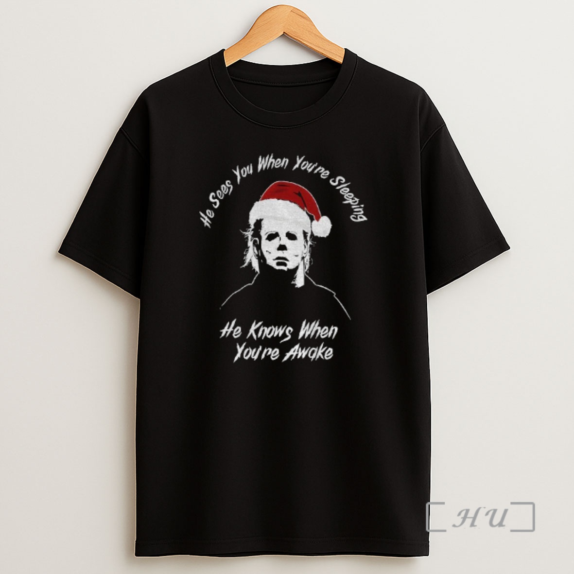 Officials Michael Myers Christmas Horror Hee Sees You When Youre Sleeping Shirt Sweatshirt Tee