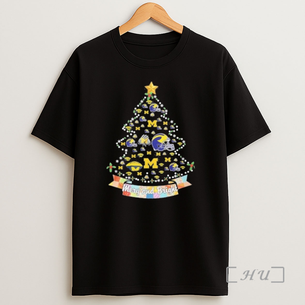 Officials Michigan Wolverines Merry And Bright Christmas Tree Premium Shirt Sweatshirt Tee
