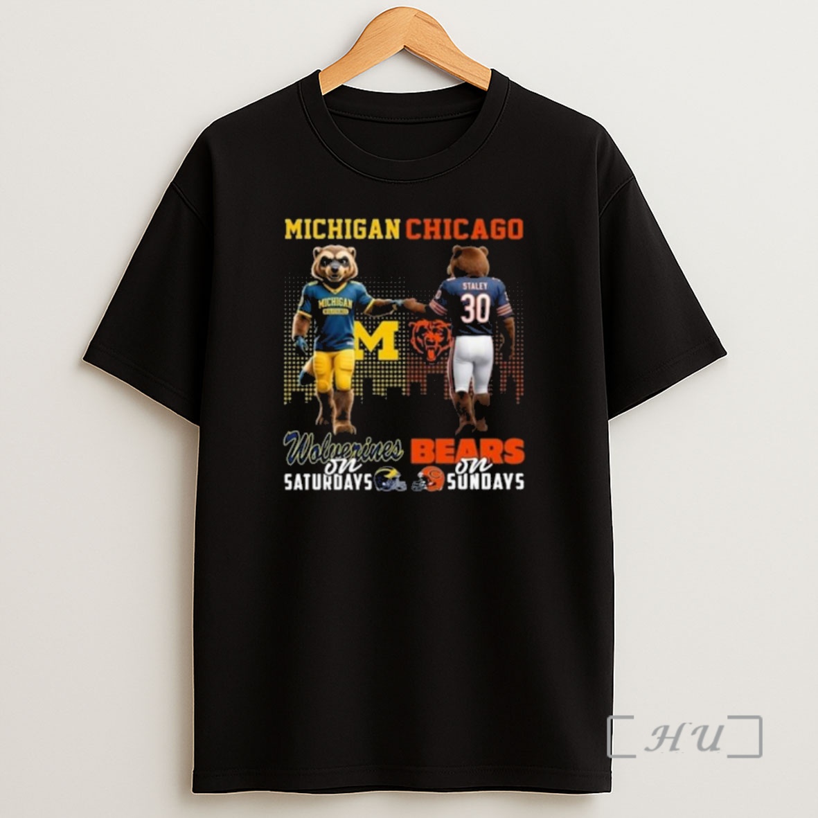 Officials Michigan Wolverines On Saturdays X Chicago Bears On Sundays Mascot 2025 Shirt Sweatshirt Tee