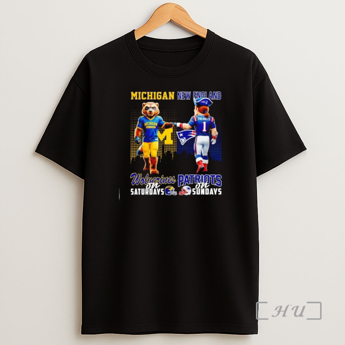 Officials Michigan Wolverines On Saturdays X New England Patriots On Sunday Mascot Shirt Sweatshirt Tee