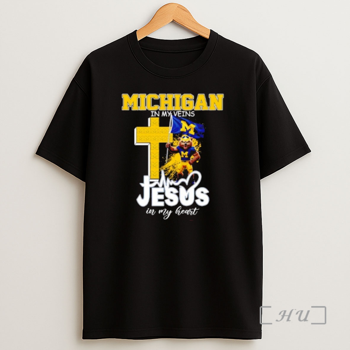 Officials Michigan Wolverines In My Veins Jesus In My Heart Flag Shirt Sweatshirt Tee