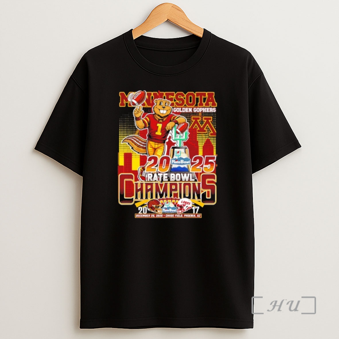 Officials Minnesota Golden Gophers 2025 Rate Bowl Champions Score 20 17 Dec 26 2025 Mascot Shirt Sweatshirt Tee
