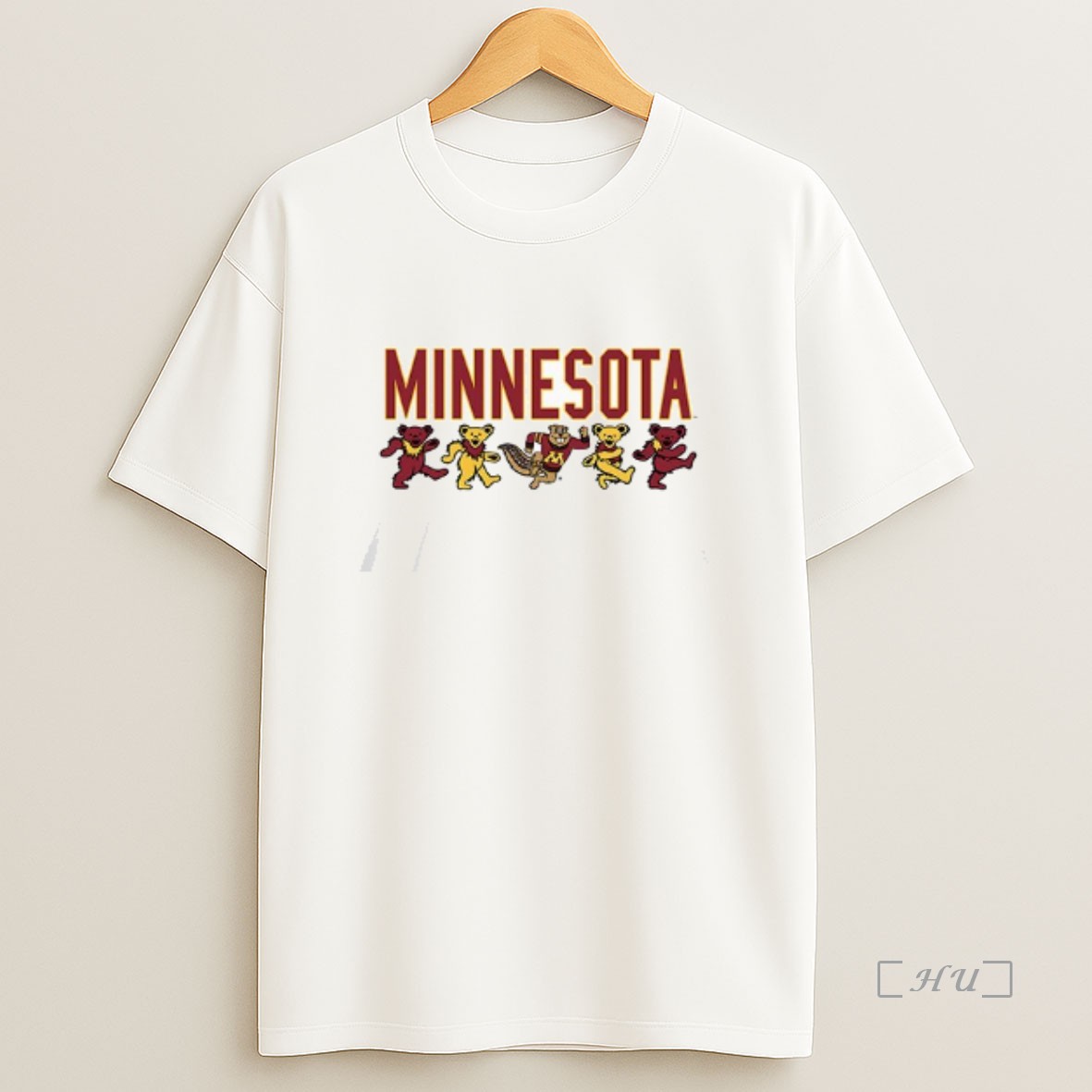 Officials Minnesota Golden Gophers X Grateful Dead Dancing Bears Logo Mascot Double Sided Graphic Shirt Sweatshirt Tee