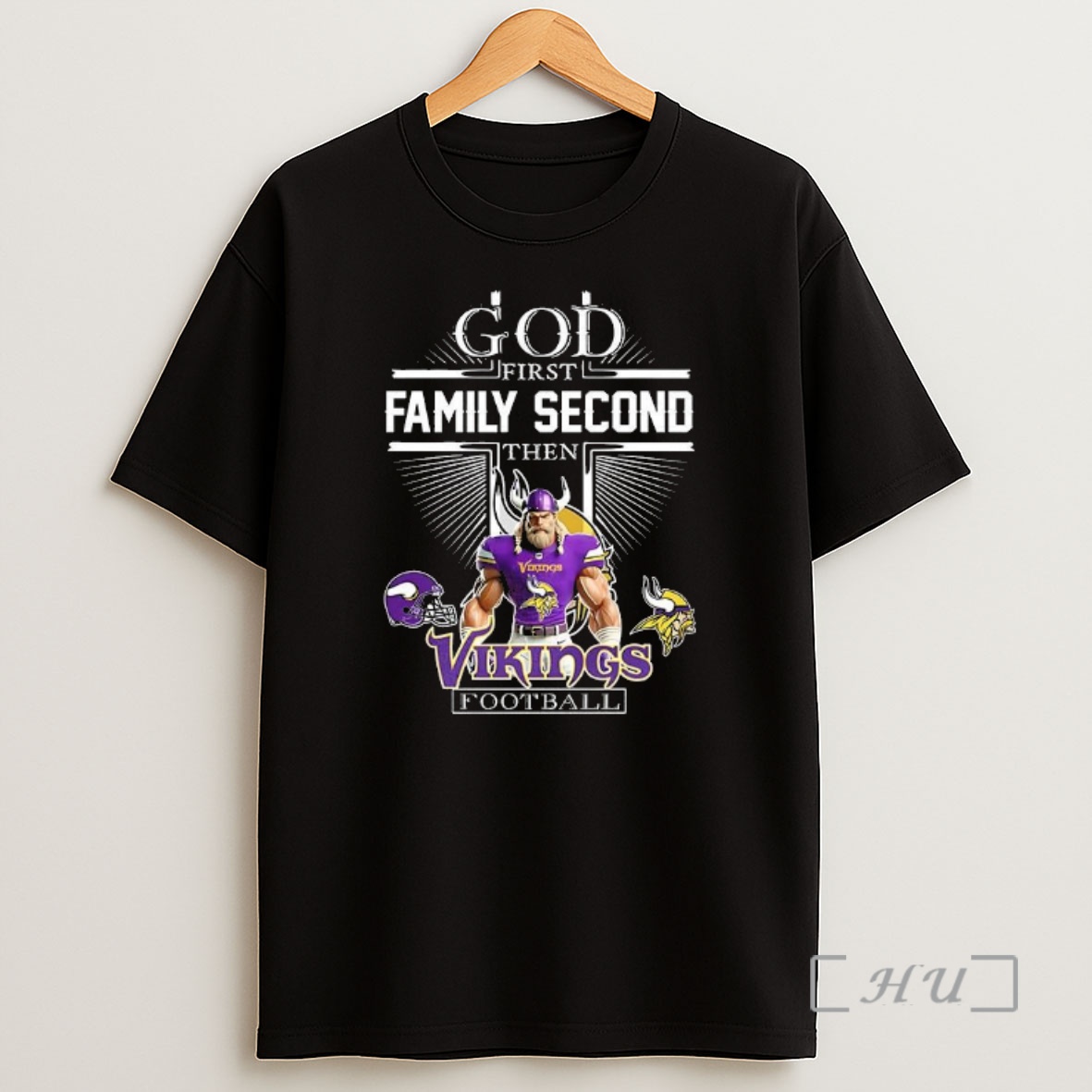 Officials Minnesota Vikings God First Family Second Then Vikings Football Christian Mascot Shirt Sweatshirt Tee